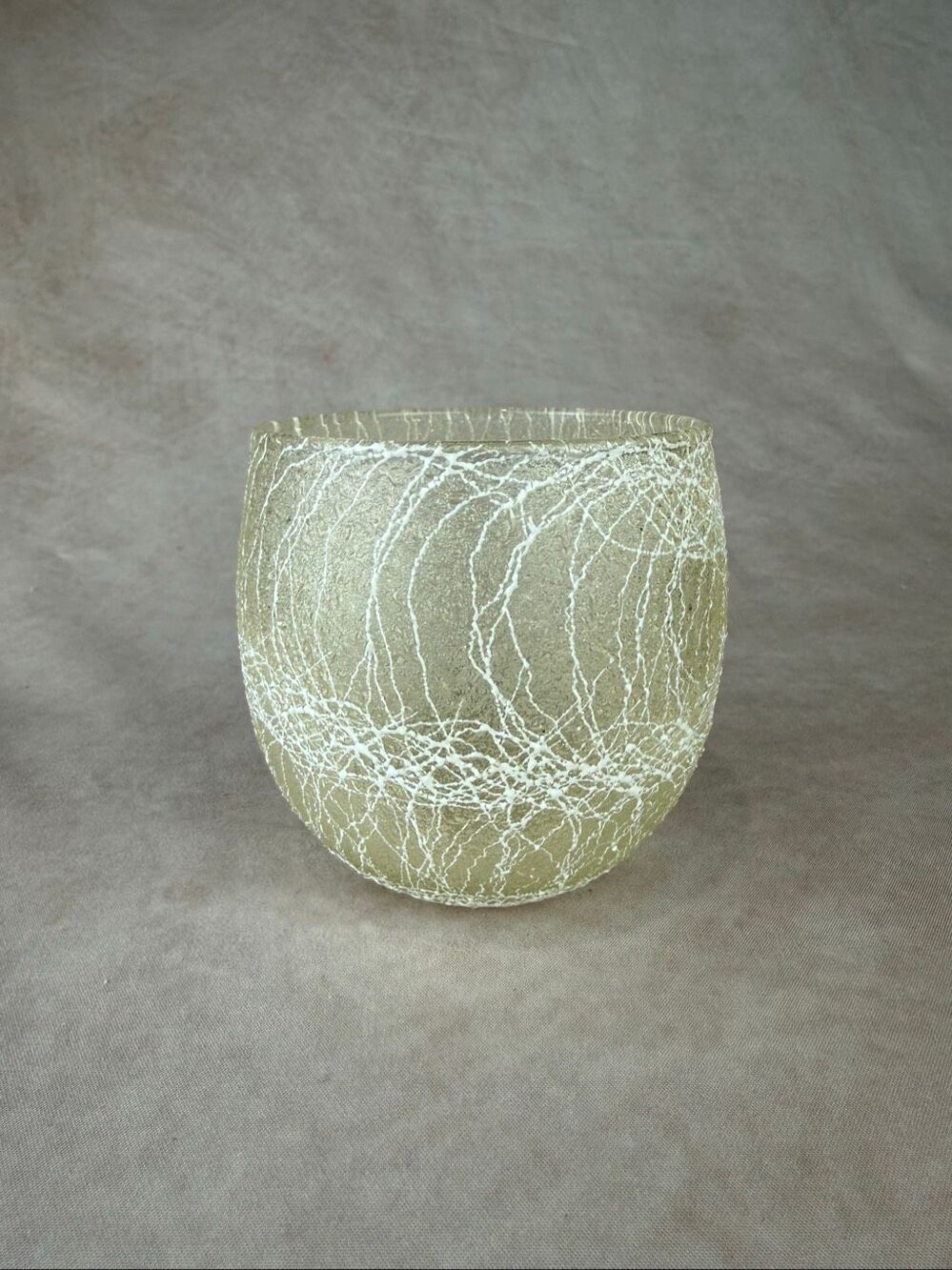Vintage 1970s Color Craft Spaghetti String Roly Poly Tumbler MCM Cream White Ivo